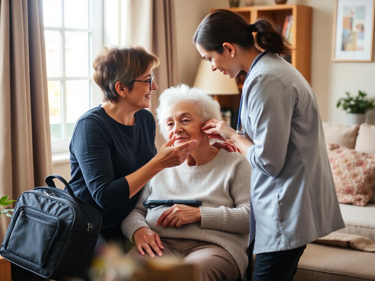 Home visit qualified professional with patient